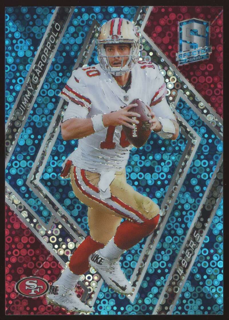 Load image into Gallery viewer, 2018 Panini Spectra Neon Blue Jimmy Garoppolo #2 SP San Francisco 49ers /75 Image 1
