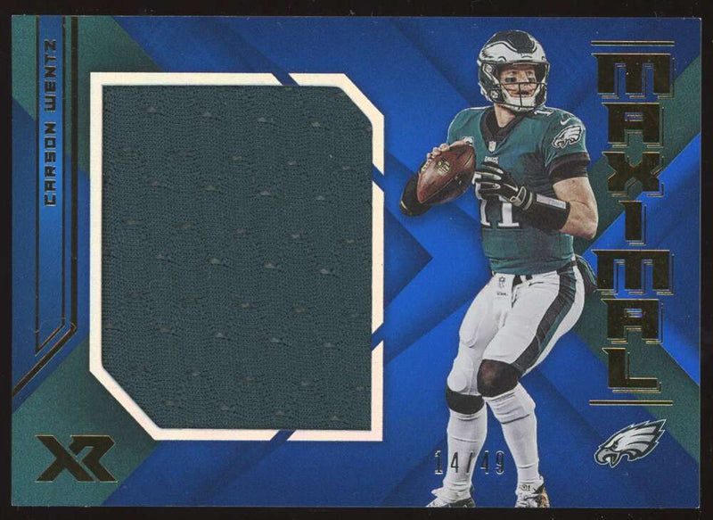 Load image into Gallery viewer, 2019 Panini XR Maximal Materials Blue Carson Wentz #MM-30 Patch Relic /49  Image 1
