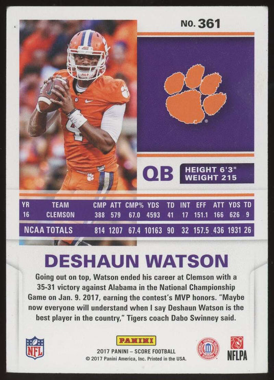 2017 Panini Score Deshaun Watson