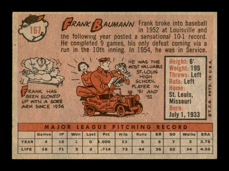 Load image into Gallery viewer, 1958 Topps Frank Baumann #167 Rookie RC Boston Red Sox Image 2
