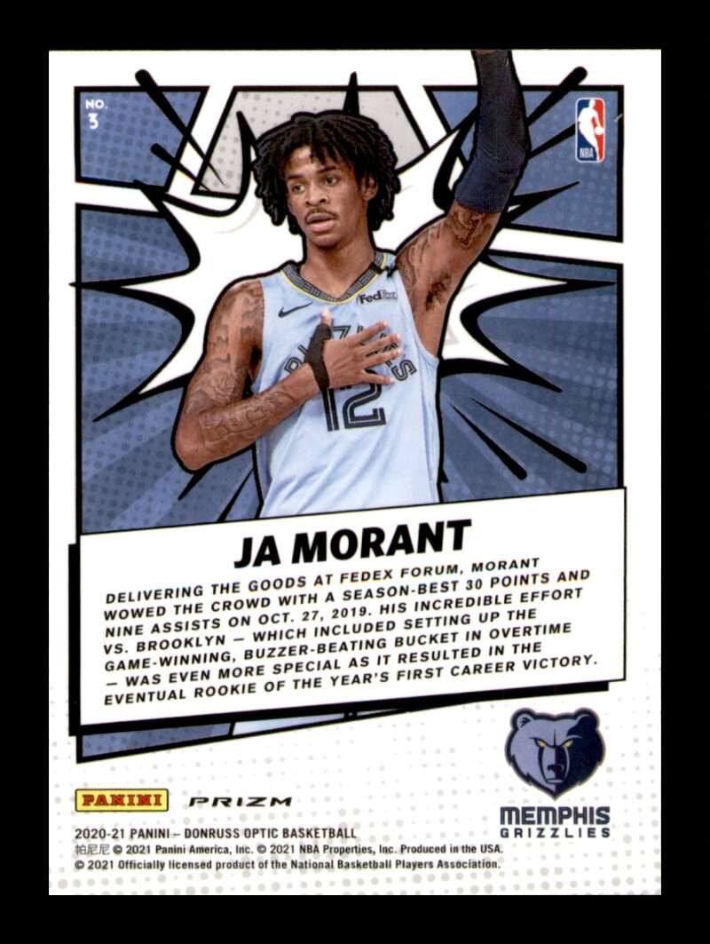 Load image into Gallery viewer, 2020-21 Donruss Optic My House Silver Prizm Ja Morant #3 Memphis Grizzlies Image 2
