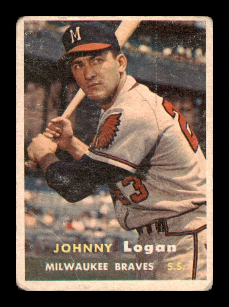 Load image into Gallery viewer, 1957 Topps Johnny Logan #4 Crease Milwaukee Braves Image 1
