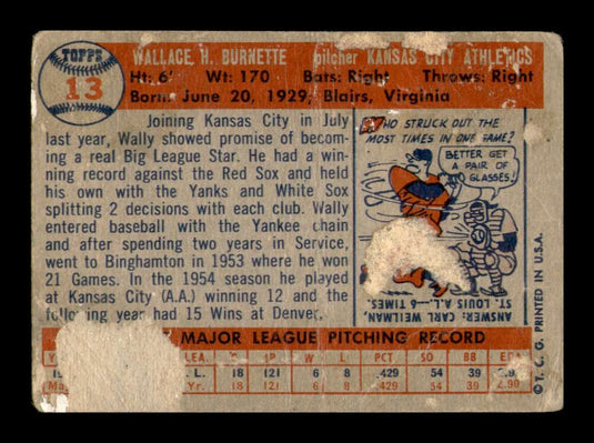 1957 Topps Wally Burnette 