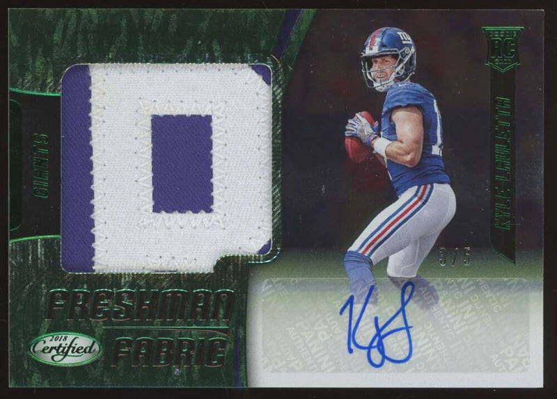 Load image into Gallery viewer, 2018 Panini Certified Freshman Fabric Green RPA Kyle Lauletta #210 Rookie /5 Image 1
