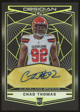 2018 Panini Obsidian Electric Etch Yellow Auto Chad Thomas 