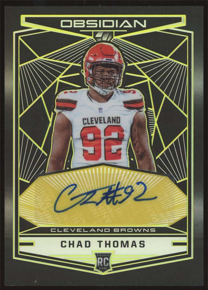 Load image into Gallery viewer, 2018 Panini Obsidian Electric Etch Yellow Auto Chad Thomas #RKA-CT Rookie RC /10 Image 1
