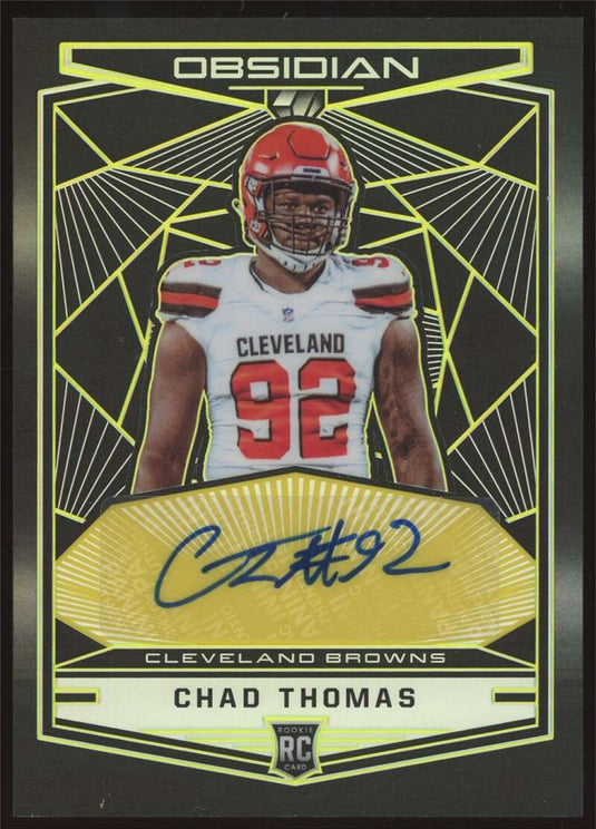 2018 Panini Obsidian Electric Etch Yellow Auto Chad Thomas 