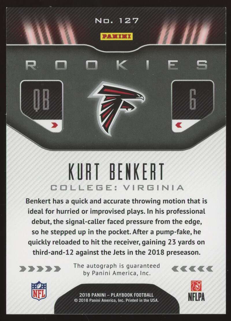 Load image into Gallery viewer, 2018 Panini Playbook Platinum Auto Kurt Benkert #127 Rookie RC Falcons /49 Image 2
