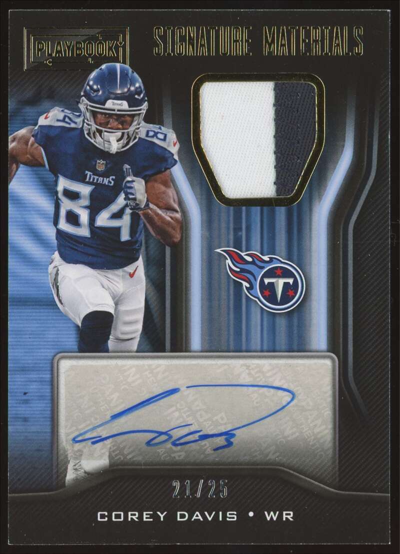 Load image into Gallery viewer, 2018 Panini Playbook Signature Materials Corey Davis #SM-CD Patch Relic /25  Image 1
