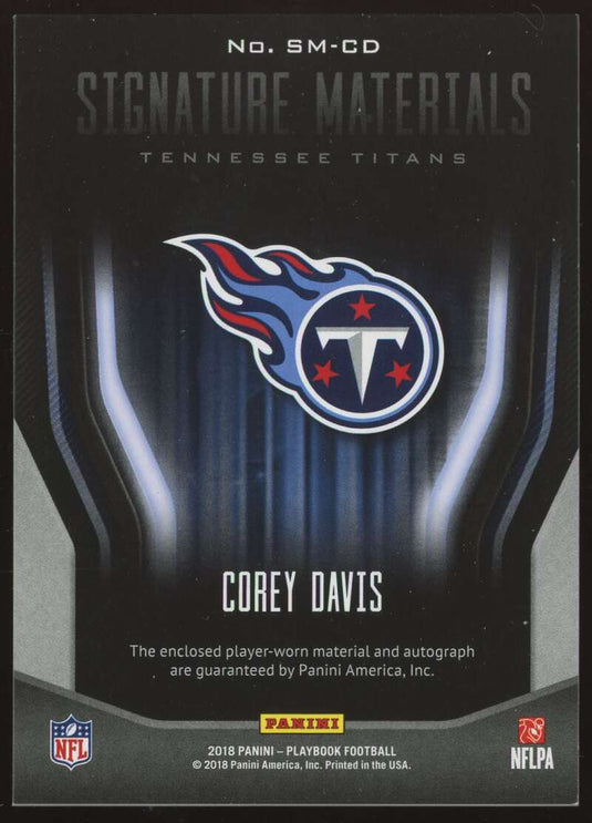 2018 Panini Playbook Signature Materials Corey Davis