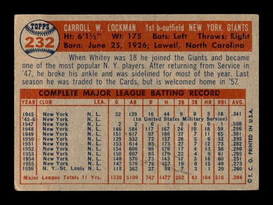 1957 Topps Whitey Lockman