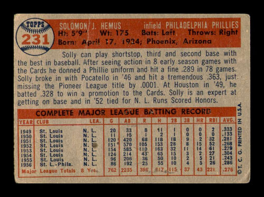 1957 Topps Solly Hemus