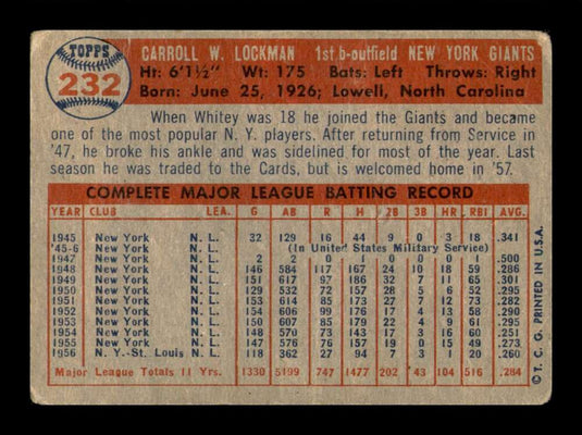 1957 Topps Whitey Lockman