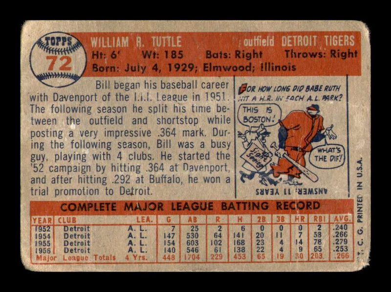 Load image into Gallery viewer, 1957 Topps Bill Tuttle #72 Crease Detroit Tigers Image 2
