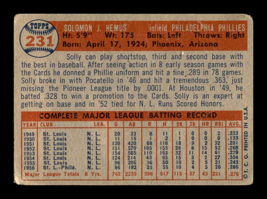 1957 Topps Solly Hemus