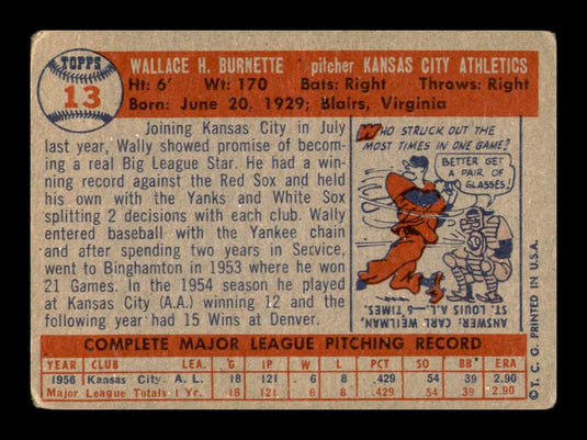 1957 Topps Wally Burnette 