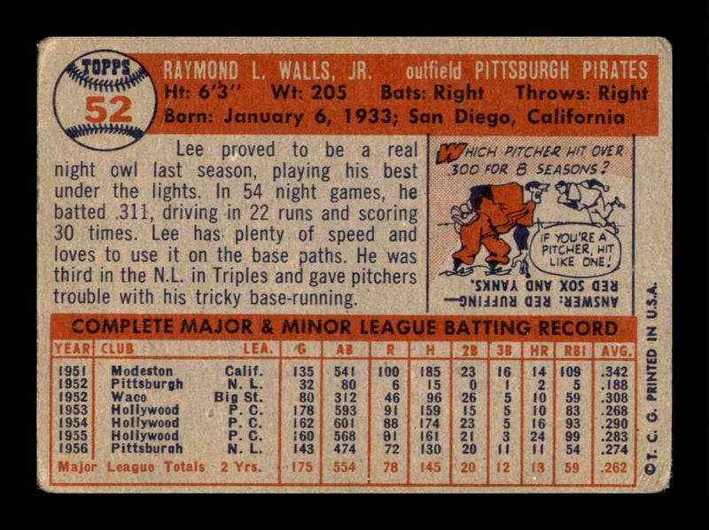 Load image into Gallery viewer, 1957 Topps Lee Walls #52 Crease Pittsburgh Pirates Image 2
