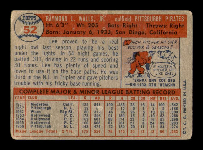 Load image into Gallery viewer, 1957 Topps Lee Walls #52 Crease Pittsburgh Pirates Image 2
