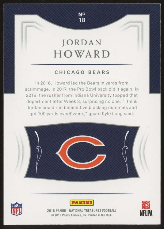 2018 National Treasures Jersey Number Red Jordan Howard