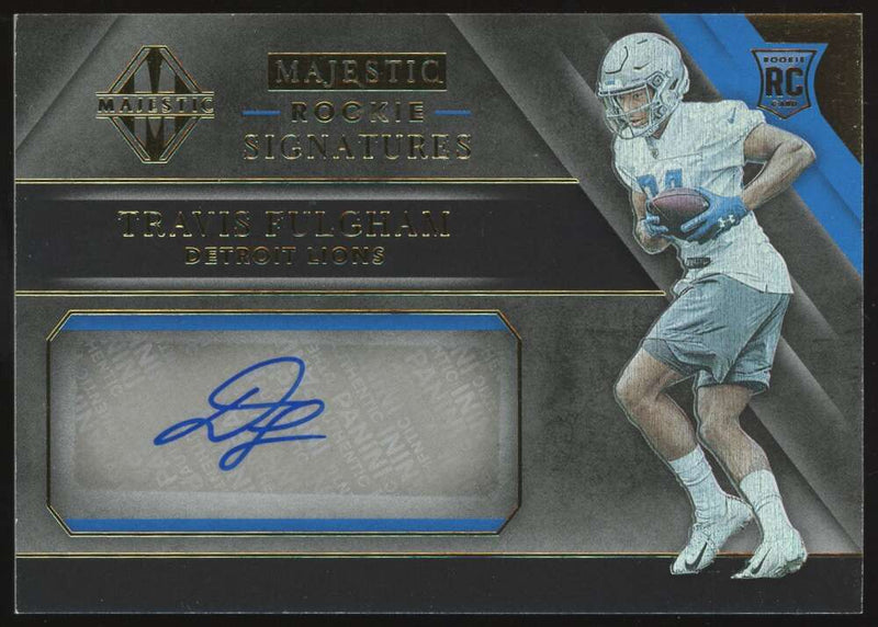 Load image into Gallery viewer, 2019 Panini Majestic Rookie Signatures Gold Travis Fulgham #172 RC Auto /99  Image 1
