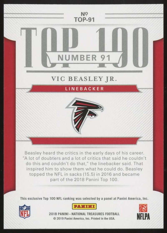 2018 National Treasures Top 100 Vic Beasley