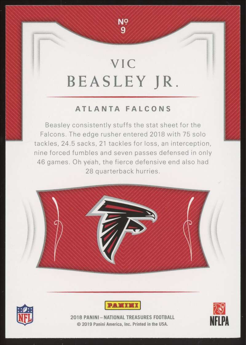 Load image into Gallery viewer, 2018 National Treasures Jersey Number Red Vic Beasley #9 SP Atlanta Falcons /44 Image 2
