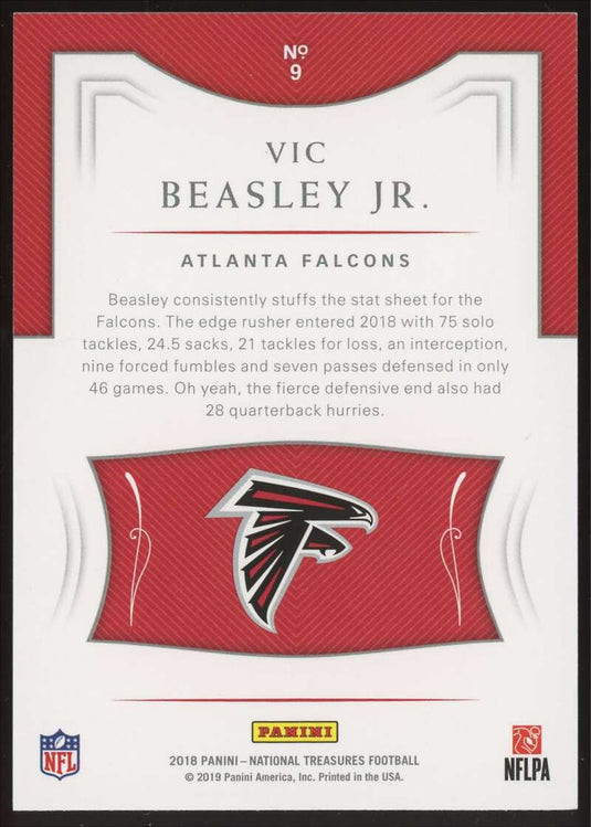 2018 National Treasures Jersey Number Red Vic Beasley 