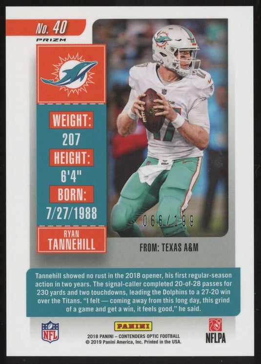 2018 Contenders Optic Season Ticket Red Ryan Tannehill