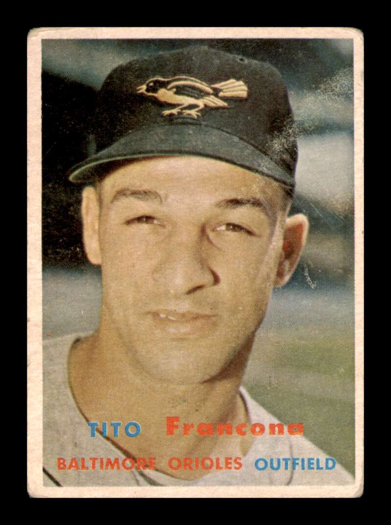 Load image into Gallery viewer, 1957 Topps Tito Francona #184 Rookie RC Surface Scratches Baltimore Orioles Image 1
