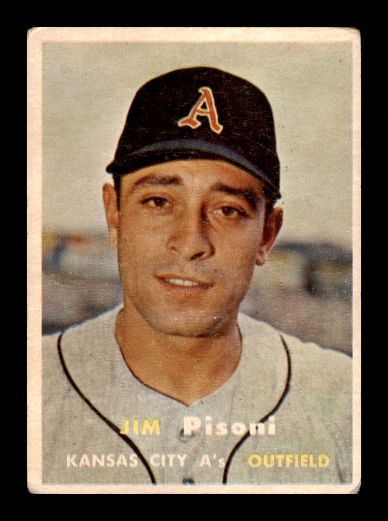 Load image into Gallery viewer, 1957 Topps Jim Pisoni #402 Small Surface Scratch Kansas City A&#39;s Image 1
