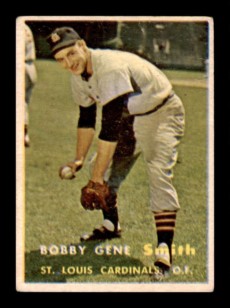 Load image into Gallery viewer, 1957 Topps Bobby Gene Smith #384 Crease Rookie RC St. Louis Cardinals Image 1
