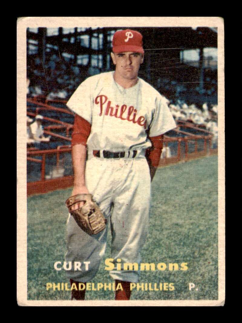 Load image into Gallery viewer, 1957 Topps Curt Simmons #158 Surface Scratches Philadelphia Phillies Image 1
