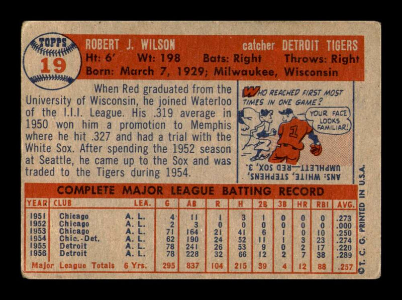 Load image into Gallery viewer, 1957 Topps Bob Wilson #19 Corner Crease Detroit Tigers Image 2
