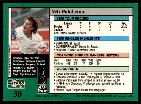 1991 NetPro Tour Stars Veli Paloheimo 