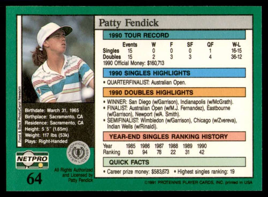 1991 NetPro Tour Stars Patty Fendick