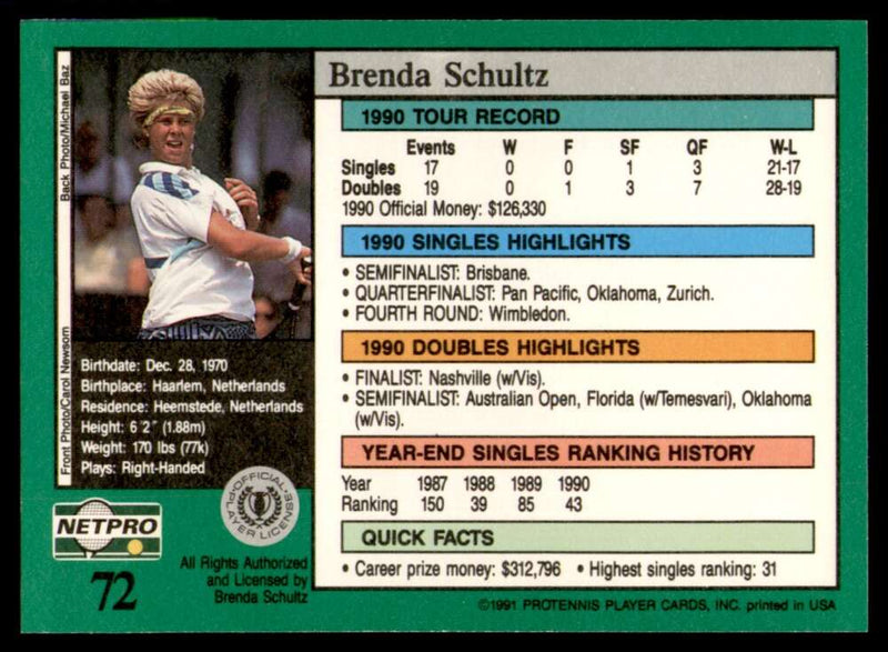 Load image into Gallery viewer, 1991 NetPro Tour Stars Brenda Schiltz #72 Rookie RC Set Break Image 2
