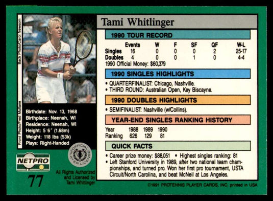 1991 NetPro Tour Stars Tami Whitlinger