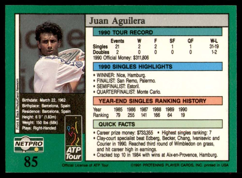 Load image into Gallery viewer, 1991 NetPro Tour Stars Juan Aquilera #85 Rookie RC Set Break Image 2
