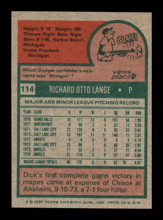 1975 Topps Dick Lange