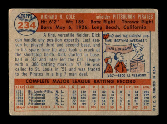 1957 Topps Dick Cole 