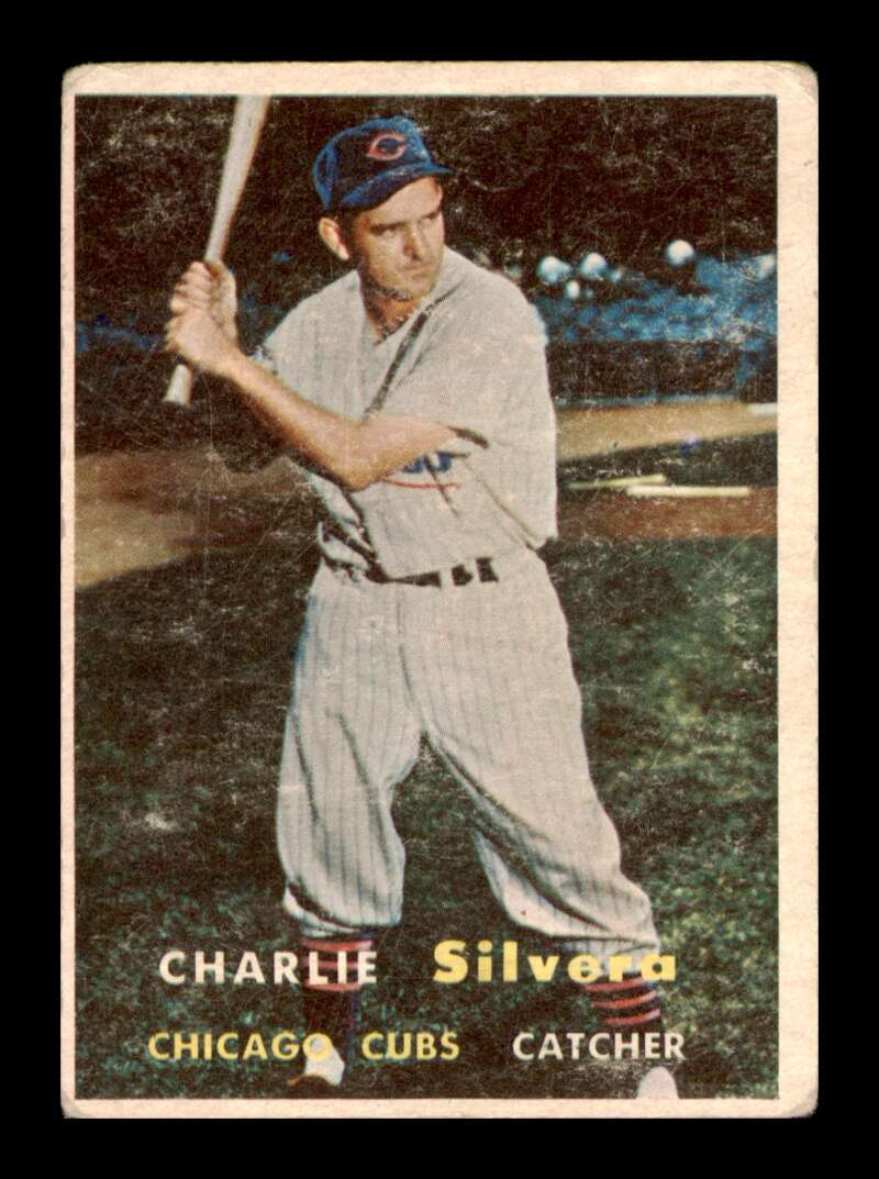 Load image into Gallery viewer, 1957 Topps Charlie Silvera #255 Surface Scratches Chicago Cubs Image 1

