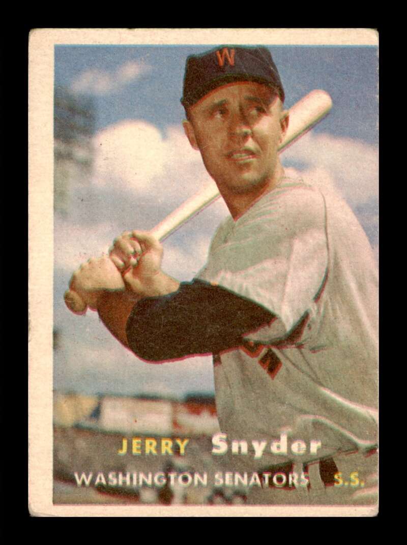 Load image into Gallery viewer, 1957 Topps Jerry Snyder #22 Surface Scratches Washington Senators Image 1
