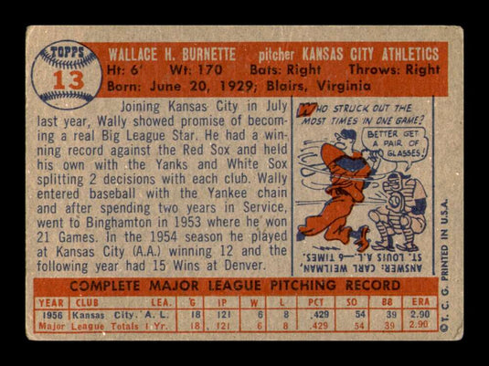 1957 Topps Wally Burnette 