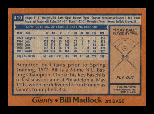 1978 Topps Bill Madlock