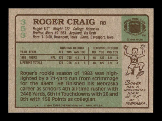 1984 Topps Roger Craig 