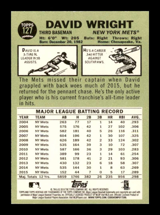 2016 Topps Heritage David Wright 