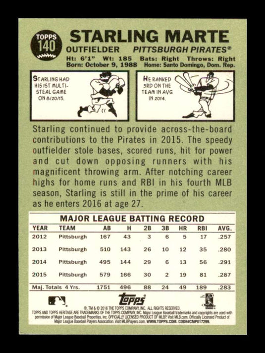 2016 Topps Heritage Starling Marte 