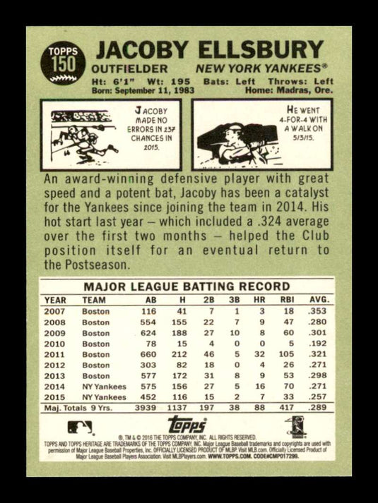 2016 Topps Heritage Jacoby Ellsbury 