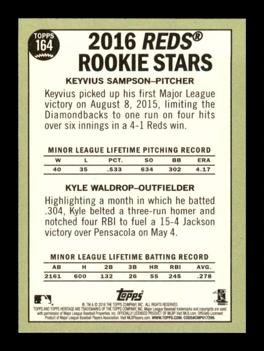 2016 Topps Heritage Keyvius Sampson Kyle Waldrop