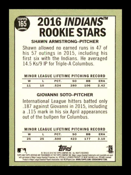 2016 Topps Heritage Shawn Armstrong Giovanni Soto 